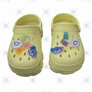 Sunny Yellow Kids Clogs with Playful Charms